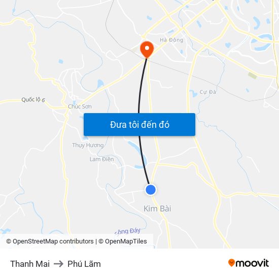 Thanh Mai to Phú Lãm map
