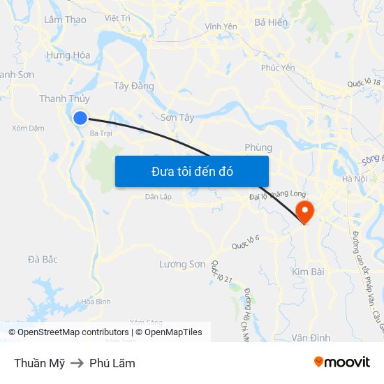 Thuần Mỹ to Phú Lãm map