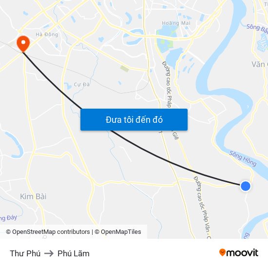 Thư Phú to Phú Lãm map