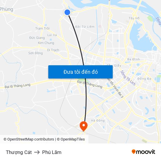 Thượng Cát to Phú Lãm map