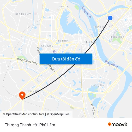 Thượng Thanh to Phú Lãm map