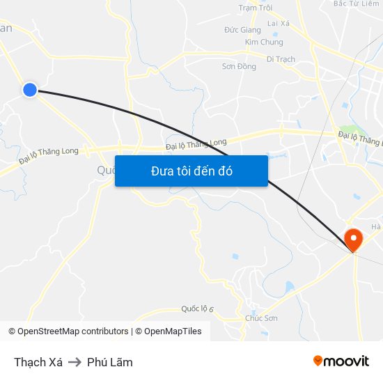 Thạch Xá to Phú Lãm map