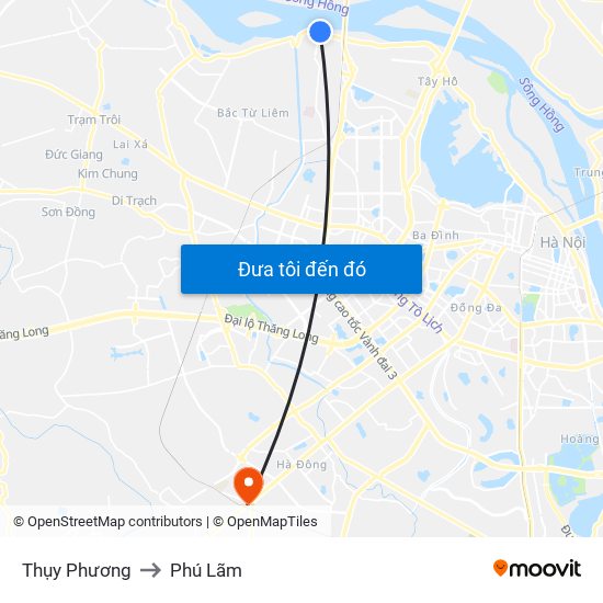 Thụy Phương to Phú Lãm map