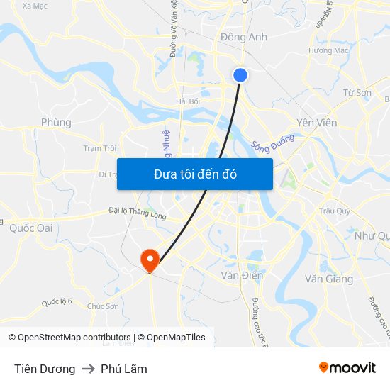 Tiên Dương to Phú Lãm map