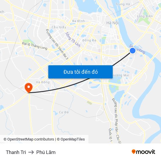 Thanh Trì to Phú Lãm map
