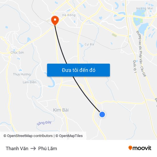 Thanh Văn to Phú Lãm map