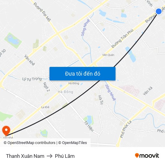 Thanh Xuân Nam to Phú Lãm map