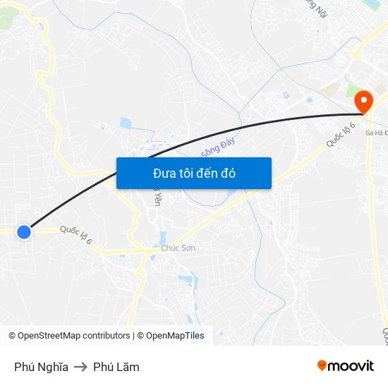 Phú Nghĩa to Phú Lãm map