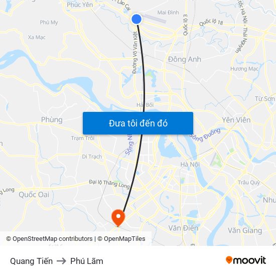 Quang Tiến to Phú Lãm map