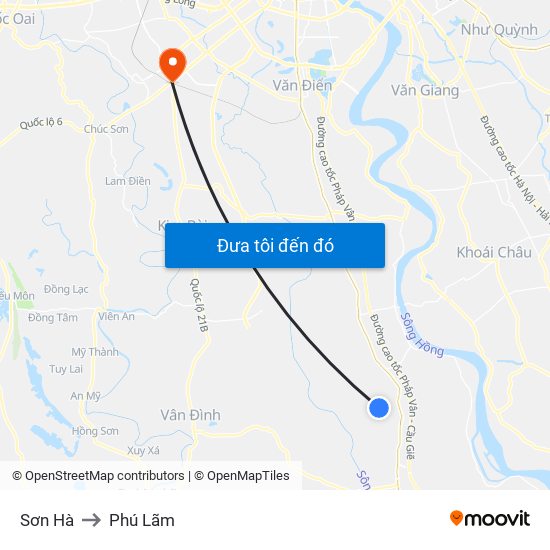 Sơn Hà to Phú Lãm map