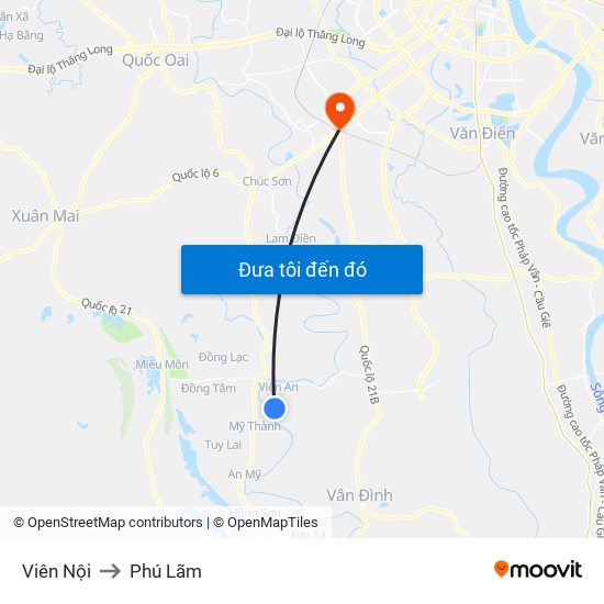Viên Nội to Phú Lãm map