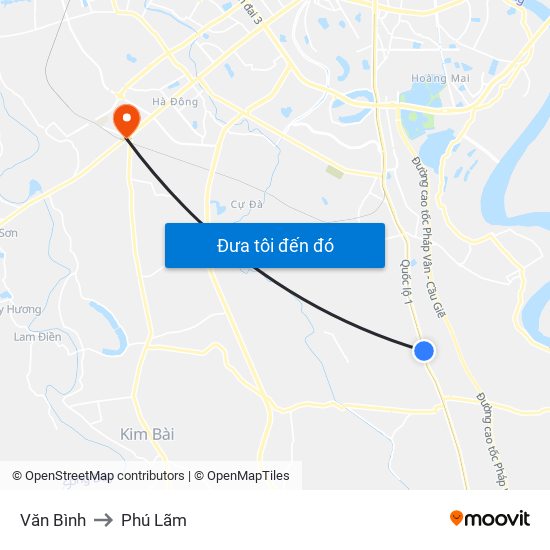 Văn Bình to Phú Lãm map