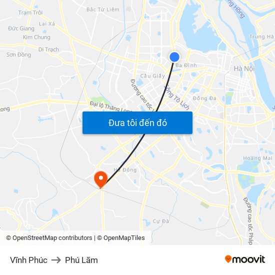 Vĩnh Phúc to Phú Lãm map