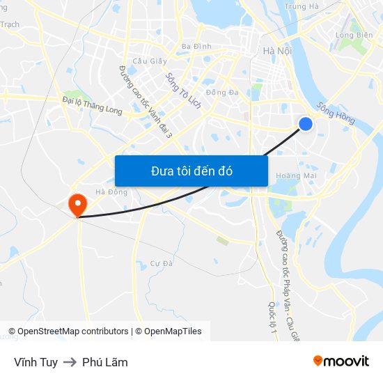 Vĩnh Tuy to Phú Lãm map