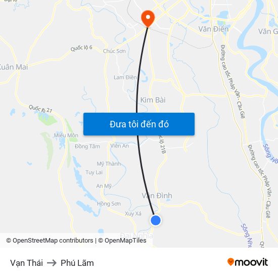 Vạn Thái to Phú Lãm map