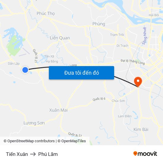 Tiến Xuân to Phú Lãm map