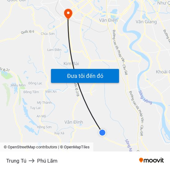 Trung Tú to Phú Lãm map