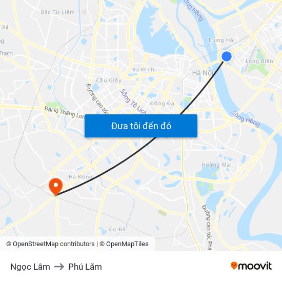 Ngọc Lâm to Phú Lãm map
