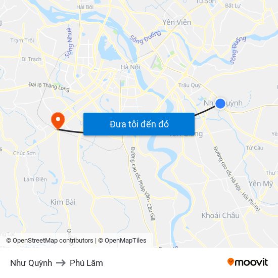 Như Quỳnh to Phú Lãm map