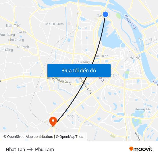 Nhật Tân to Phú Lãm map