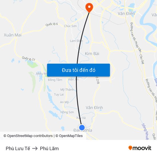 Phù Lưu Tế to Phú Lãm map