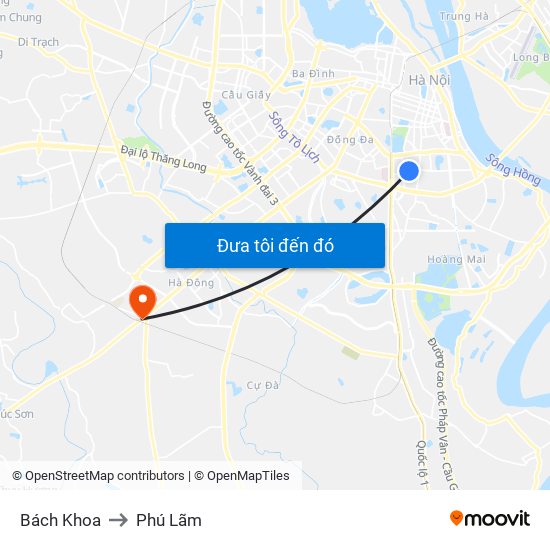 Bách Khoa to Phú Lãm map