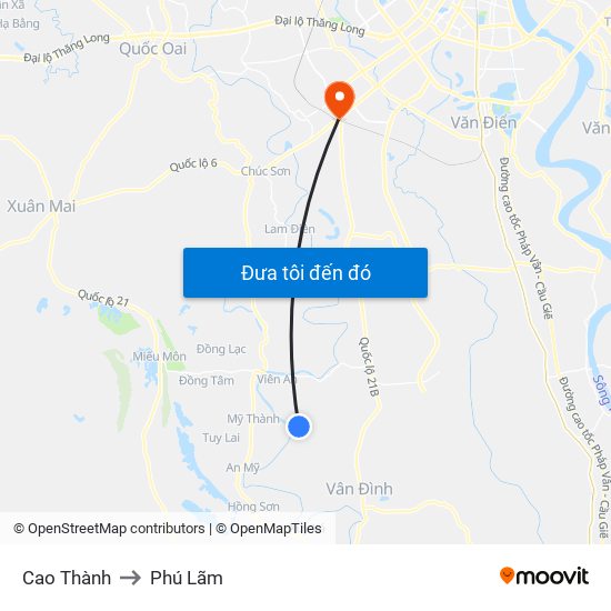 Cao Thành to Phú Lãm map