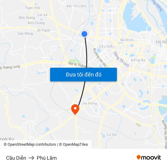Cầu Diễn to Phú Lãm map