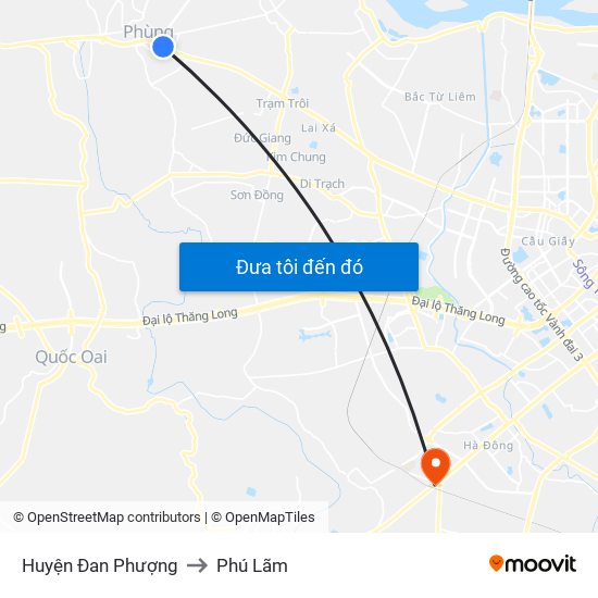 Huyện Đan Phượng to Phú Lãm map