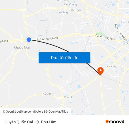 Huyện Quốc Oai to Phú Lãm map