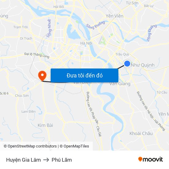 Huyện Gia Lâm to Phú Lãm map