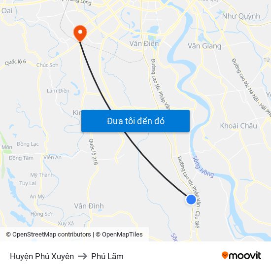 Huyện Phú Xuyên to Phú Lãm map