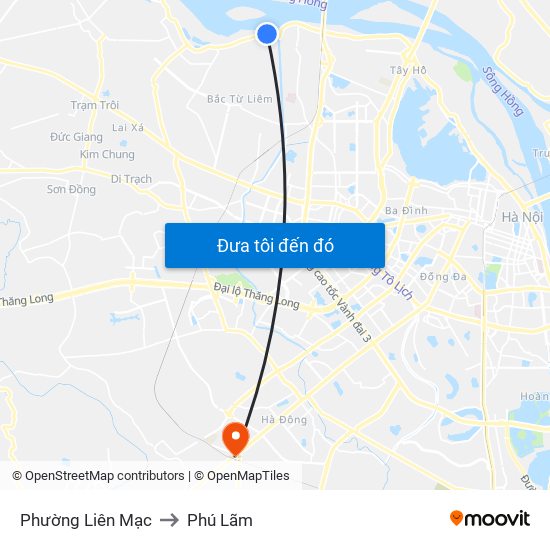 Phường Liên Mạc to Phú Lãm map