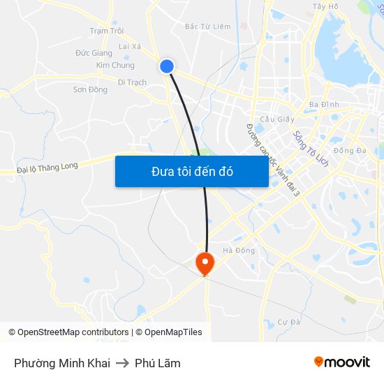 Phường Minh Khai to Phú Lãm map