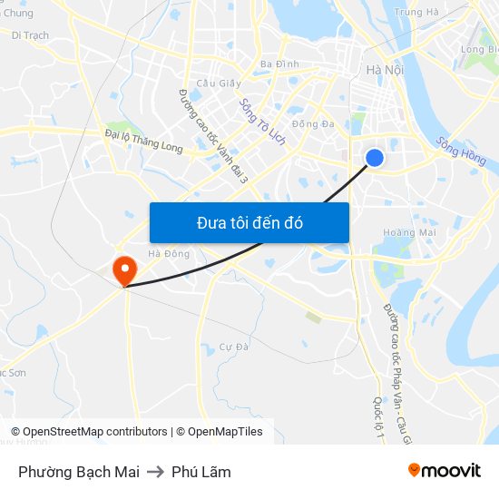 Phường Bạch Mai to Phú Lãm map