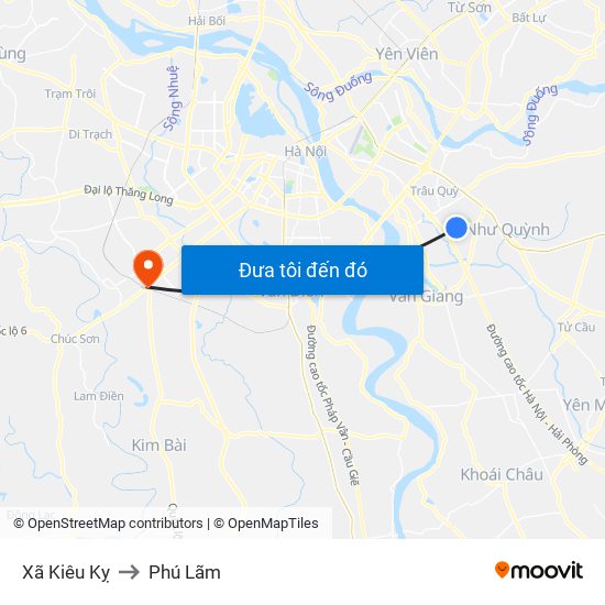 Xã Kiêu Kỵ to Phú Lãm map