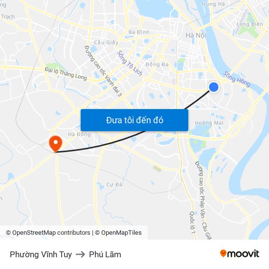 Phường Vĩnh Tuy to Phú Lãm map