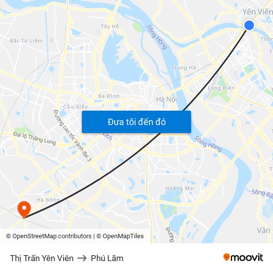 Thị Trấn Yên Viên to Phú Lãm map