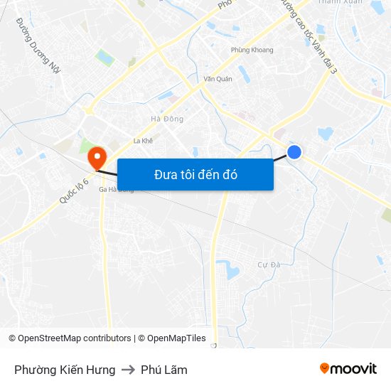 Phường Kiến Hưng to Phú Lãm map