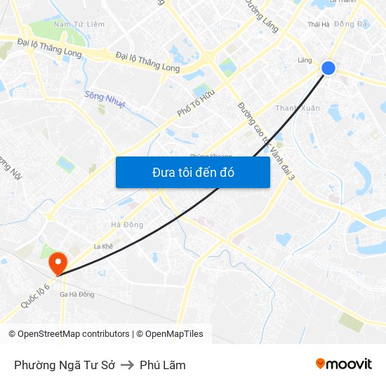 Phường Ngã Tư Sở to Phú Lãm map