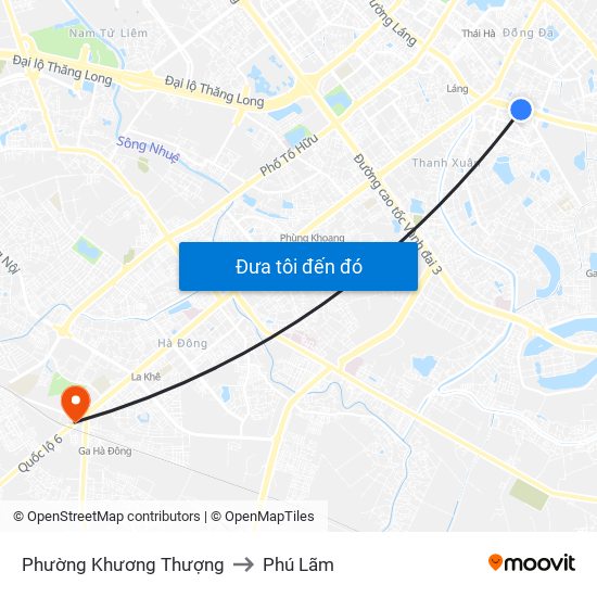 Phường Khương Thượng to Phú Lãm map