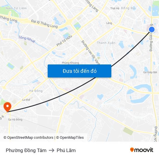 Phường Đồng Tâm to Phú Lãm map
