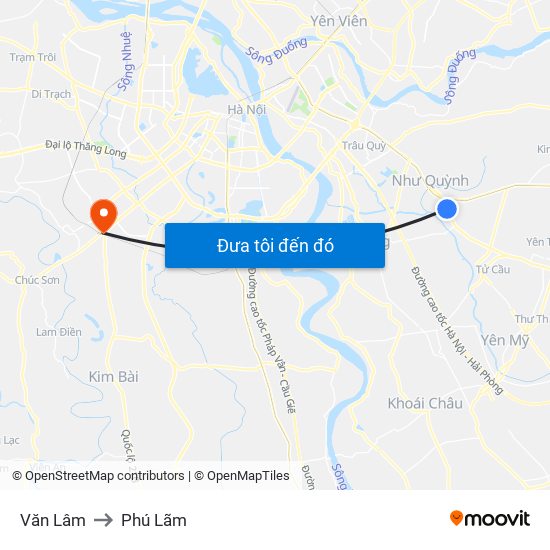 Văn Lâm to Phú Lãm map