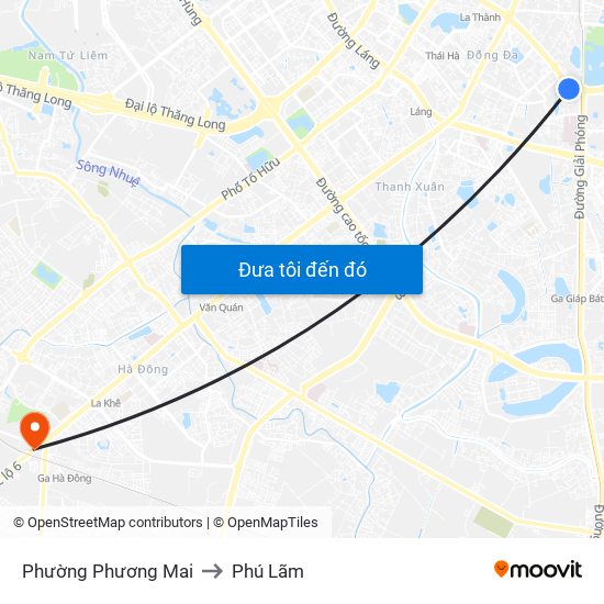 Phường Phương Mai to Phú Lãm map