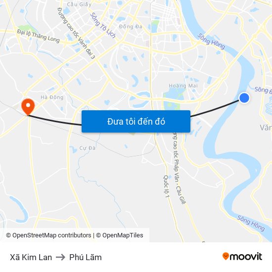 Xã Kim Lan to Phú Lãm map