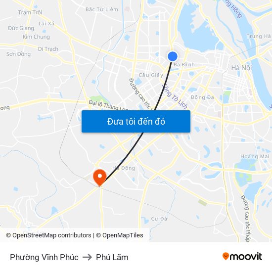 Phường Vĩnh Phúc to Phú Lãm map