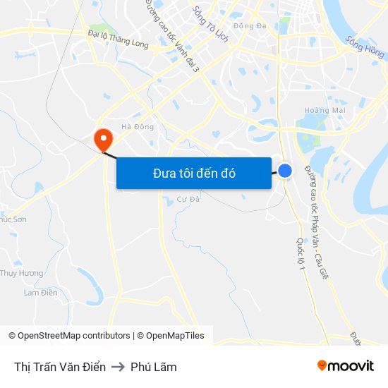 Thị Trấn Văn Điển to Phú Lãm map