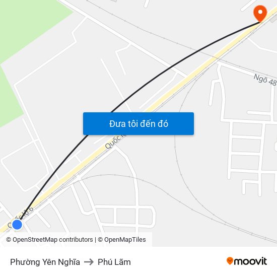 Phường Yên Nghĩa to Phú Lãm map