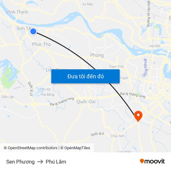 Sen Phương to Phú Lãm map
