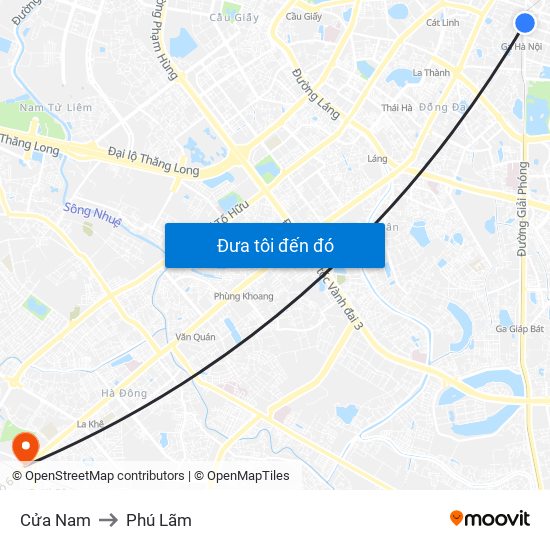 Cửa Nam to Phú Lãm map